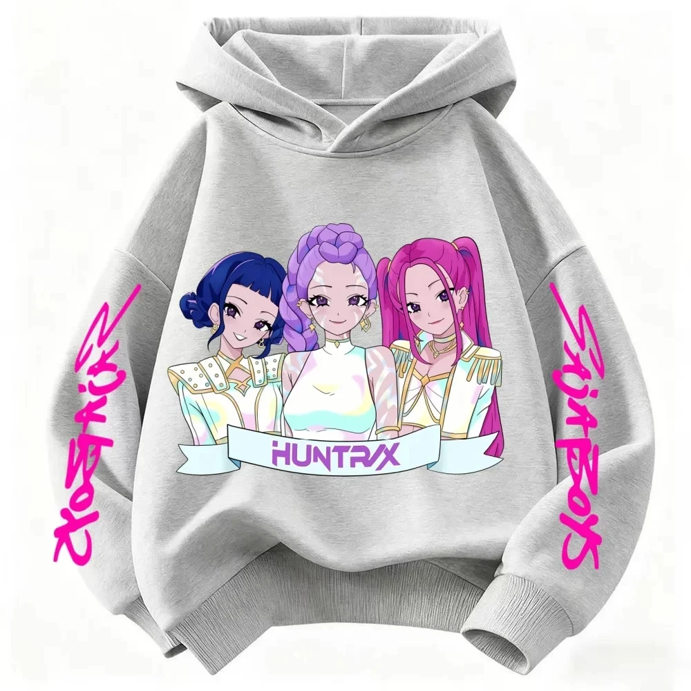 Girls New Purple Sweatshirt  Hunter Rumi Derpy Cartoon Hoodie for Boys and Girls, Warm and Thick, Fashionable Casual Top Printed