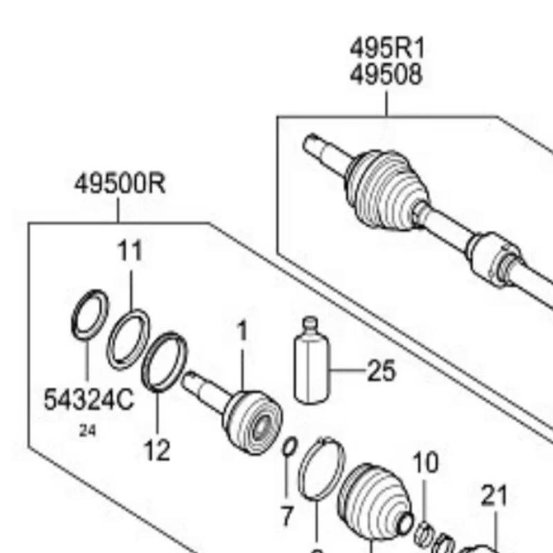 Genuine New 49508H1000 49508-H1000 Front Boot Outer CV Joint Kit For Hyundai H-1 Starex Terracan