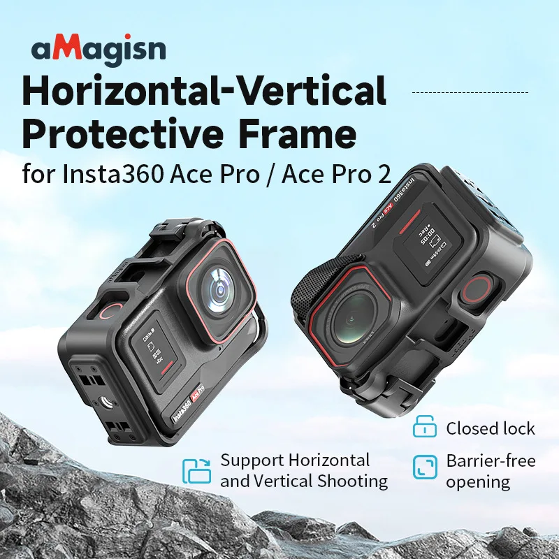 Obudowa ochronna z tworzywa sztucznego AMagisn + Uchwyt do montażu poziomego i pionowego, osłona do akcesoriów Insta360 Ace Pro 2 — zdjęcie produktu 4