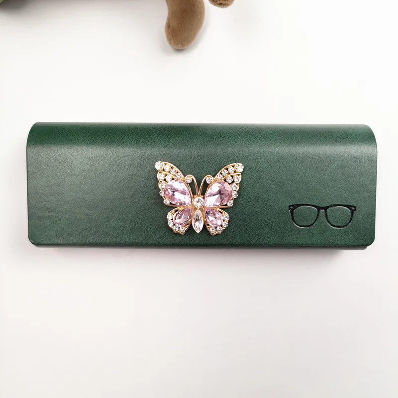 PU Leather Hard Spectacles Box Women's butterfly Pattern Glasses Case Hard Anti Press Sunglasses Box  Eyeglasses Cases B8