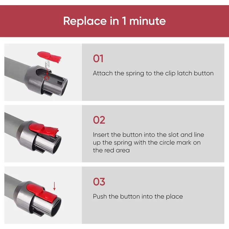 Wand Switch Button Clip Latch Tab with Spring for Dyson V6 V7 V8 V10 V11 V12 V15 Vacuum Cleaner Replacement Parts Accessories