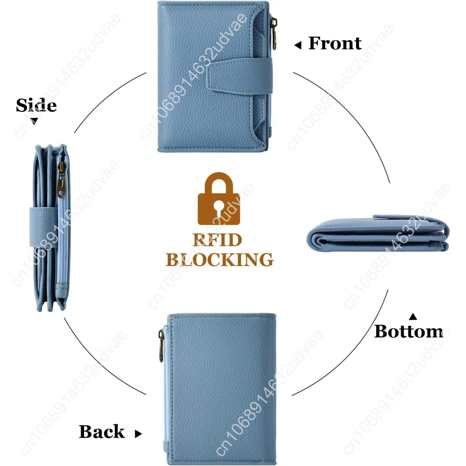 Small Wallet Women RFID Blocking Soft Leather Bifold Compact Card Holder Wallet for Women with Zipper Coin Pocket 4 ID Window