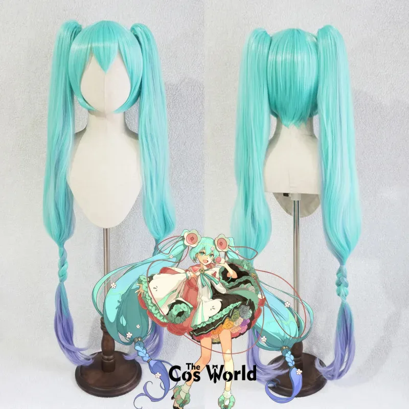 

VOCALOID 2021 Magical Mirai Miku 120cm Long Straight Anime Cosplay Wigs Fiber Heat Resistant Synthetic Hair + Wig Cap