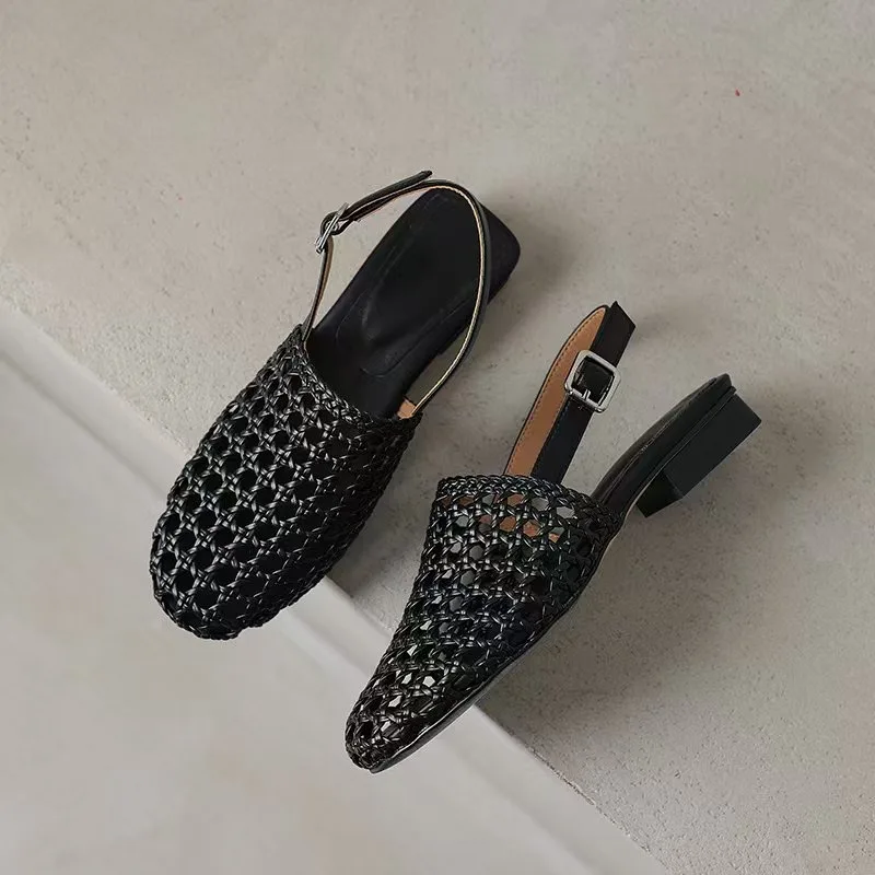 

Hand Woven Hollowed Out Women's Sandals, Fashionable Mule Casual Shoes, Women's 2025 Summer Casual Flat Shoes