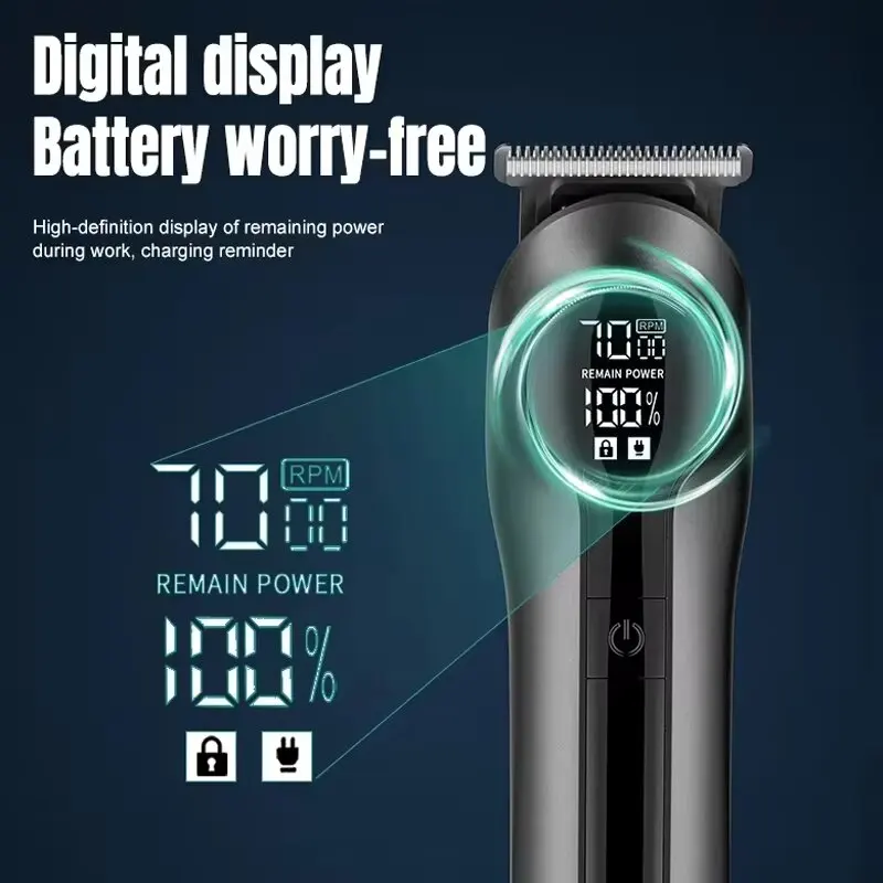 6-in-1 Men's Hair Clipper Multi Functional Trimmer LCD Display High Power Electric Hair Clippers Nose Hair Trimmer Razor Kit