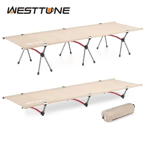 WESTTUNE 휴대용 캠핑 간이 침대 접이식 침대, 초경량 알루미늄 합금 수면 간이 침대, 야외 하이킹 배낭 여행 