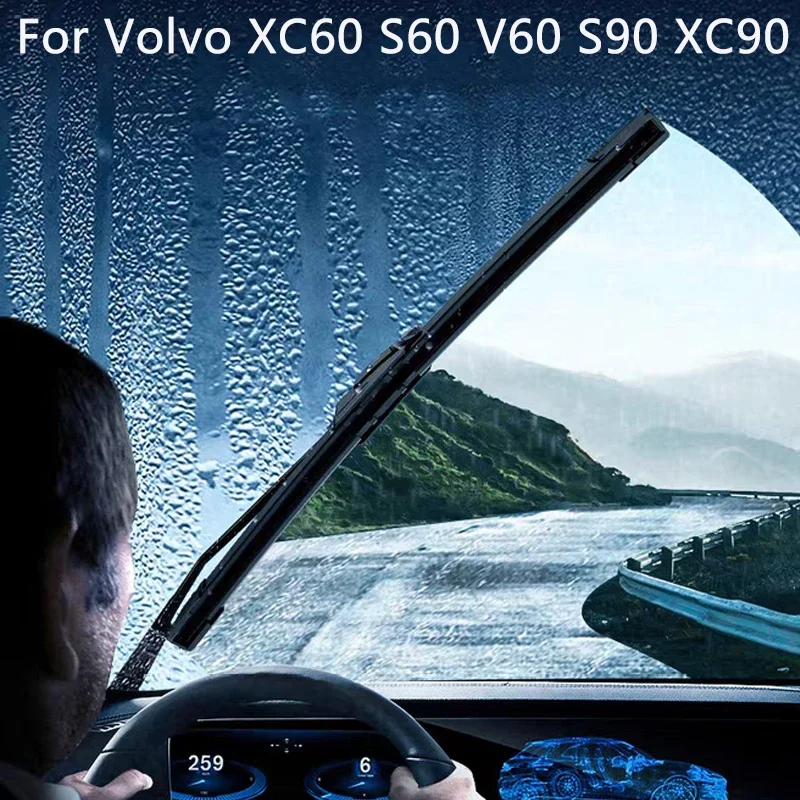 Car Custom Wet Arm Frameless Wiper Blades Upgrade Windshield Water Spray Cleaning Auto Accessory For VOLVO XC60 S60 V60 S90 XC90