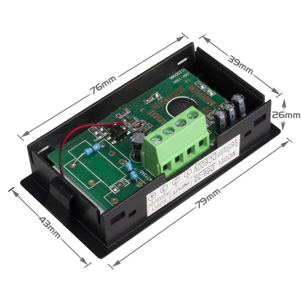 電気自動車用デジタル電圧計,電圧テスター,検出器,液晶パネル,緑,青のディスプレイ,D69-30, DC 0-600v,10個