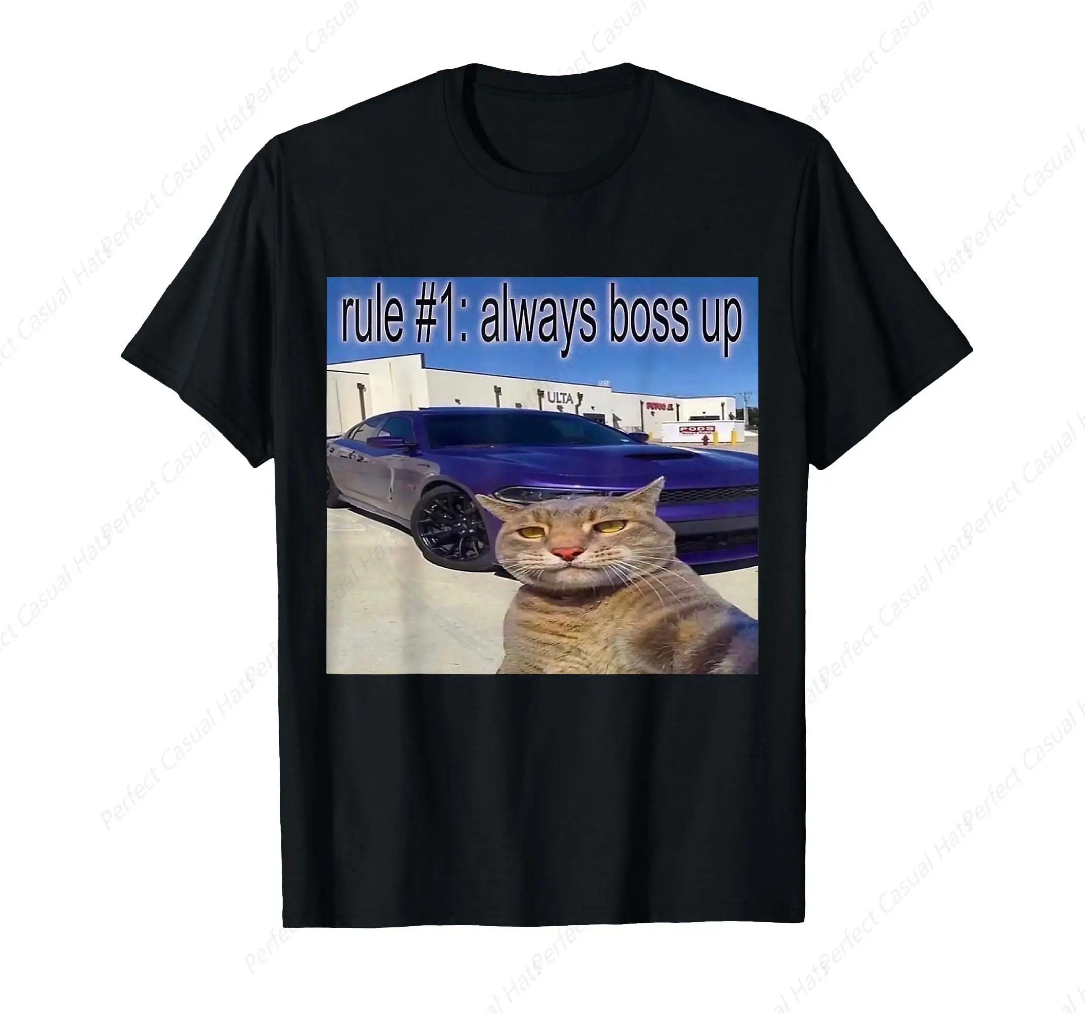 Rule # 1 Always Boss Up Funny Cat Meme For Men Women T-Shirt  Parody Humor Abstract Funny T-Shirt Black