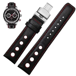 For Tissot Sports Racing T91 Sport Series PRS516 T044 1853 Genuine Leather Bracelet Cowhide Watch Band 20mm Chopin Watchband