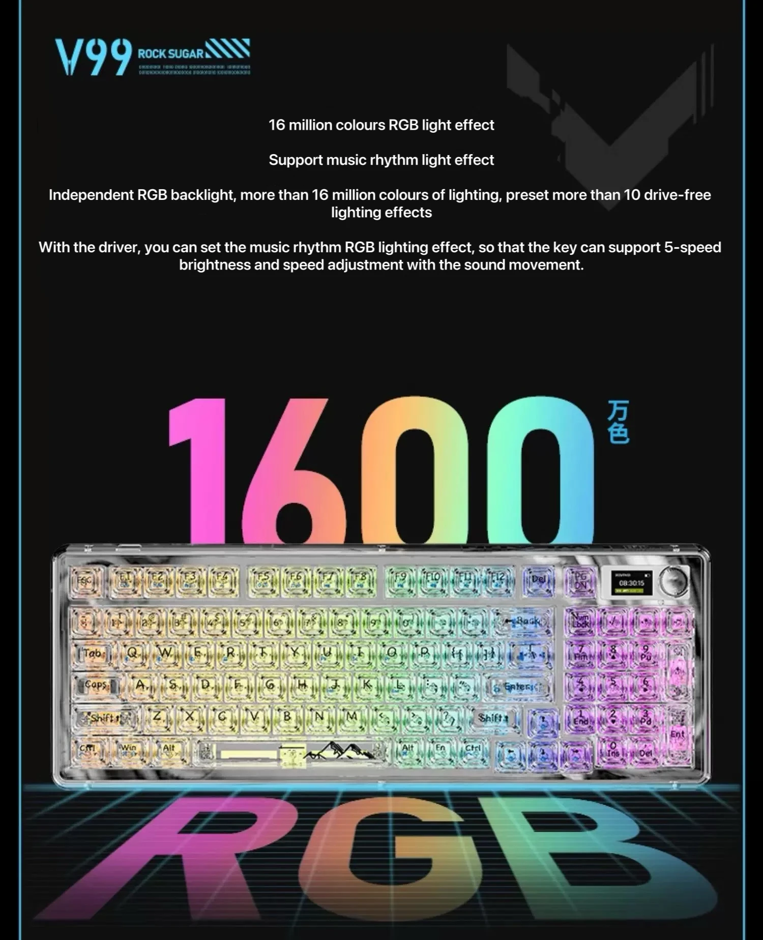 Foreward V99 Ice Candy Sweetheart Беспроводная прозрачная механическая клавиатура Индивидуальная Bluetooth RGB-клавиатура