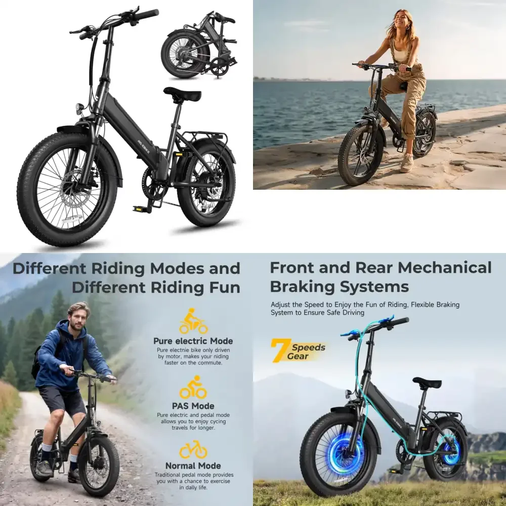 Mini 7-Speed Foldable Electric City Bike 48v Rear Hub Brushless Motor Urban Commute Moped Style Ebike