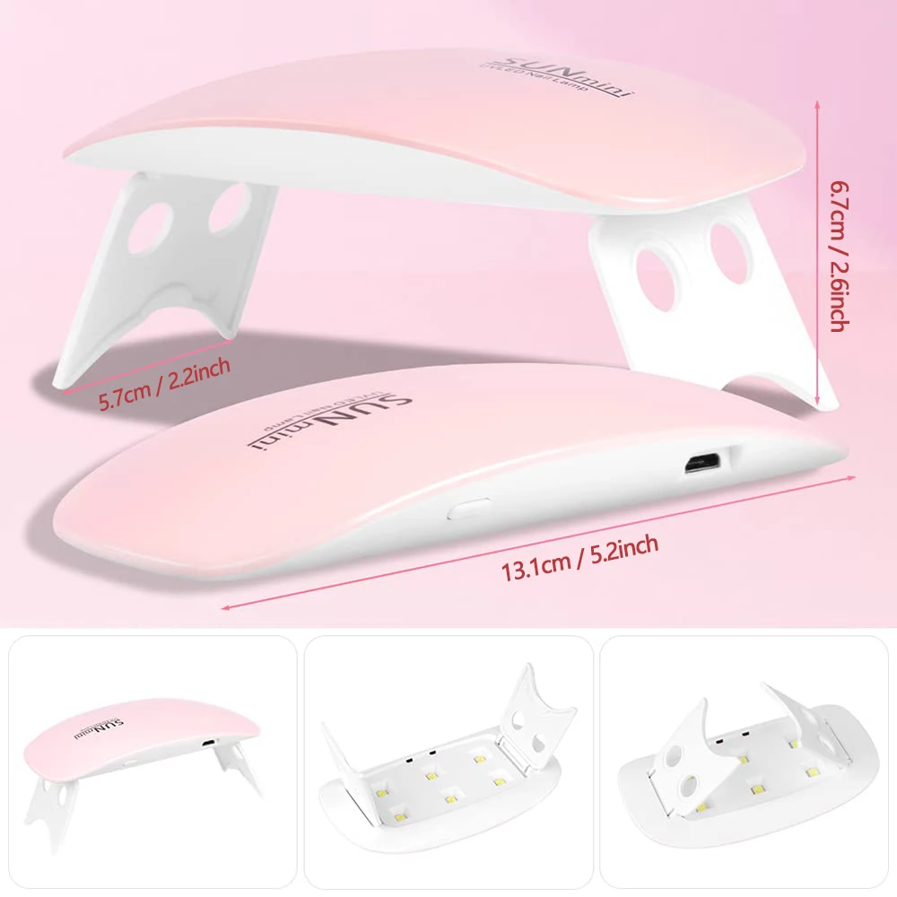 LINMANDA Mini-Nageltrocknerlampe, 6 W, LED, UV, tragbarer Nageltrockner, Aushärtungslampe, Licht für Gel-Nagellack mit 45 s/60 s Timer-Einstellung – Detail 11