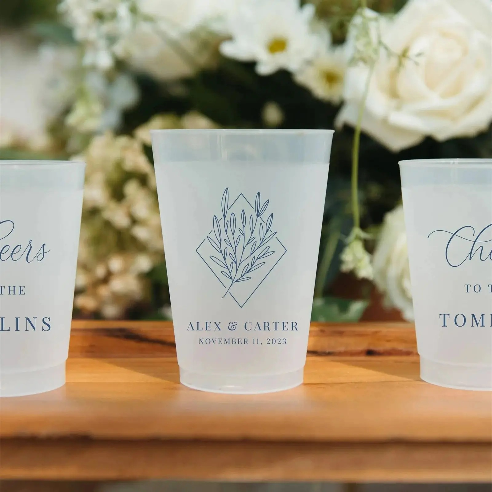 

12/20/50 шт. индивидуальные матовые небьющиеся гибкие стаканчики, персонализированные свадебные чашки