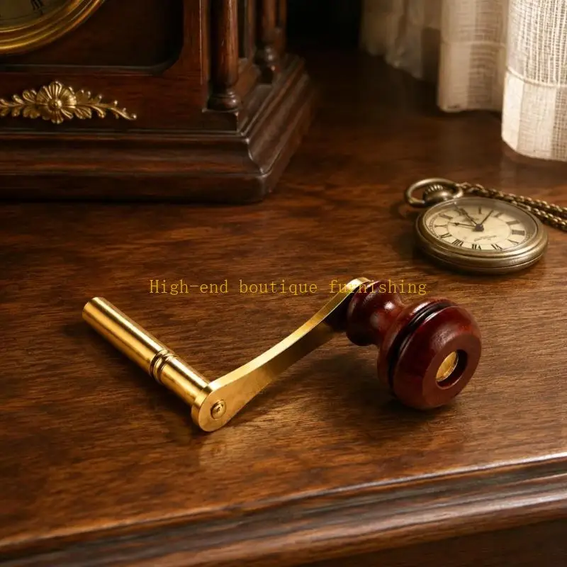 L9NB Manual Clock Winding with 4 mm Inner Diameter, Metal Winding Tool with Wooden Grip for Mechanical Clock Service and
