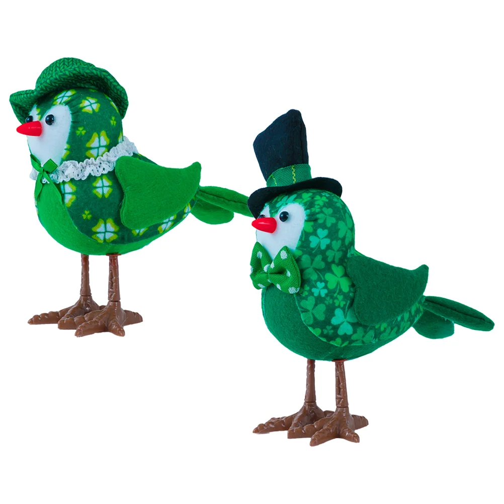 2 Pcs Glowing Bird Ornaments Greenery Decor St Patricks Day Table Centerpiece Household Child