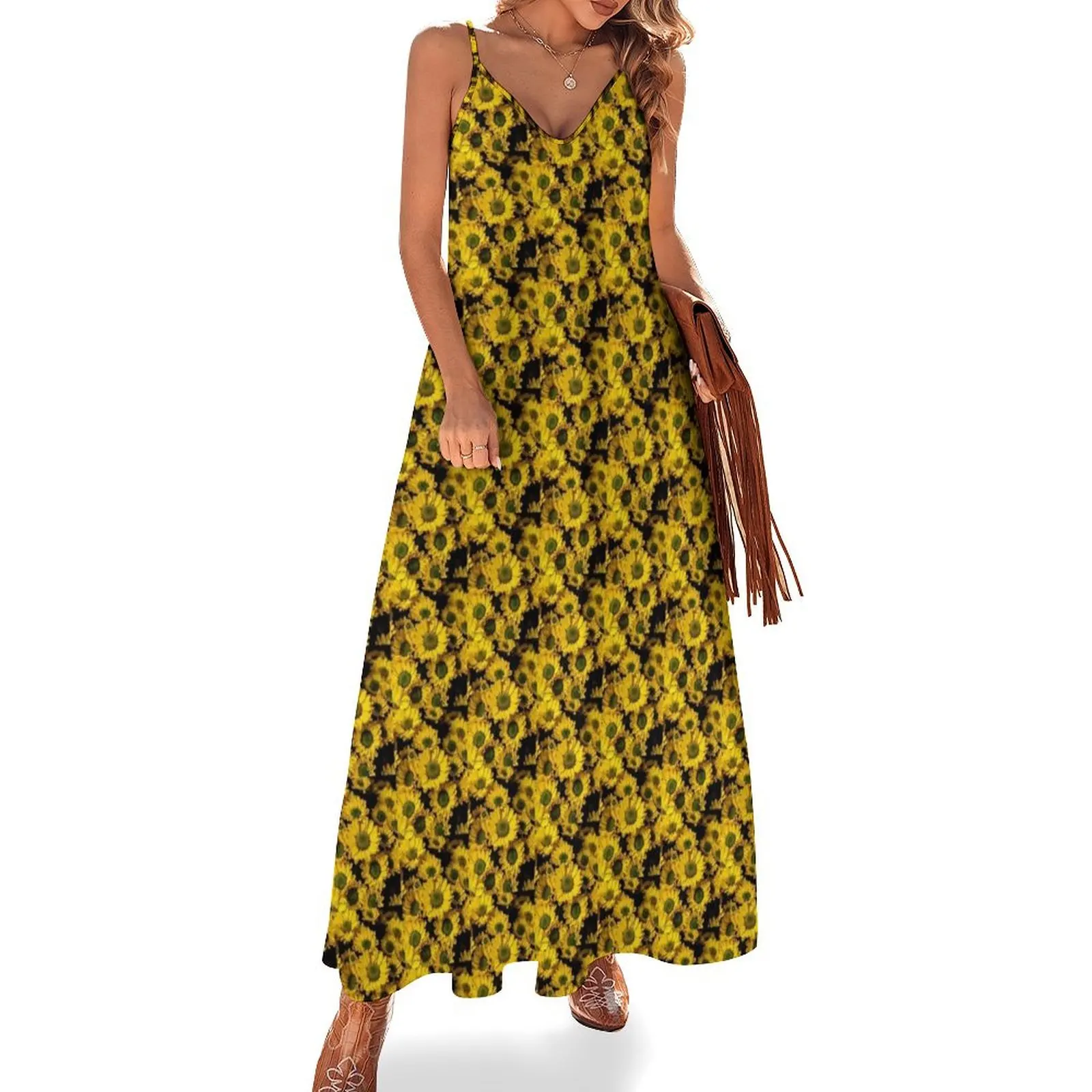 

A Bouquet of Yellow Chrysanthemums Sleeveless Dress dresses for special events summer dresses ladies 2025 Dress