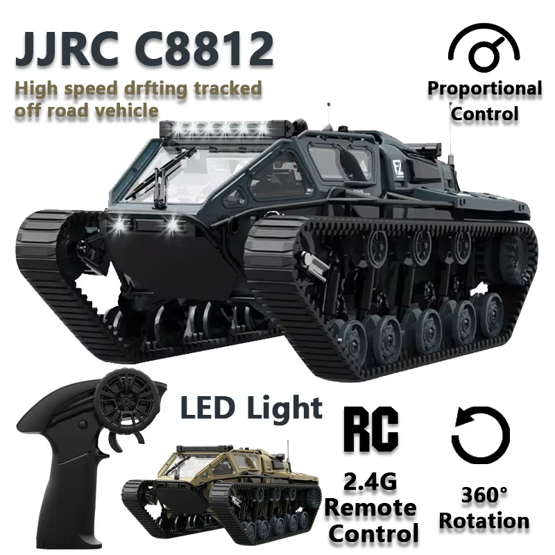 JJRC C8812 LED Lighted Tank Simulator 360°Rotating Electric Buggy With 2.4G Remote Controller , regalo para niños