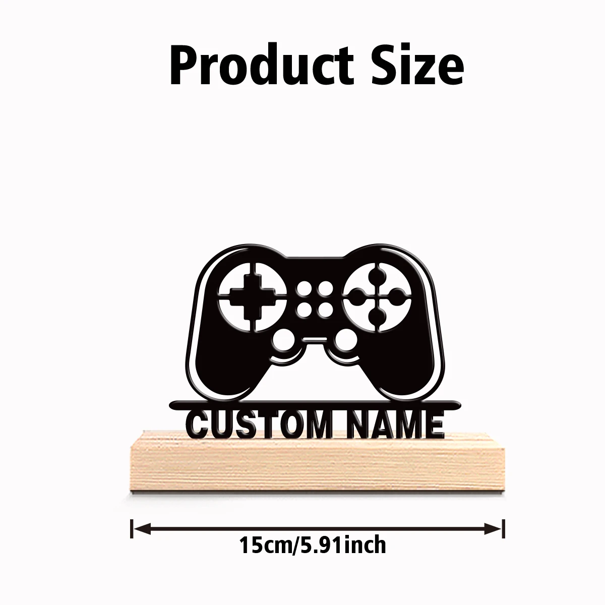1pc Personalized Custom Game controller Metal Statues With Wooden Base Tabletop Decoration Melodic Gift with Wooden Frame, Woode
