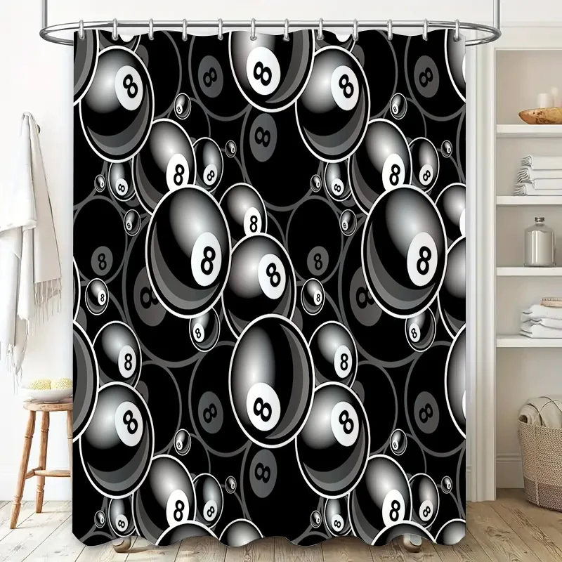 3D billiard ball shower curtain waterproof sports game room decor bathroom set vintage billiard table theme backdrop