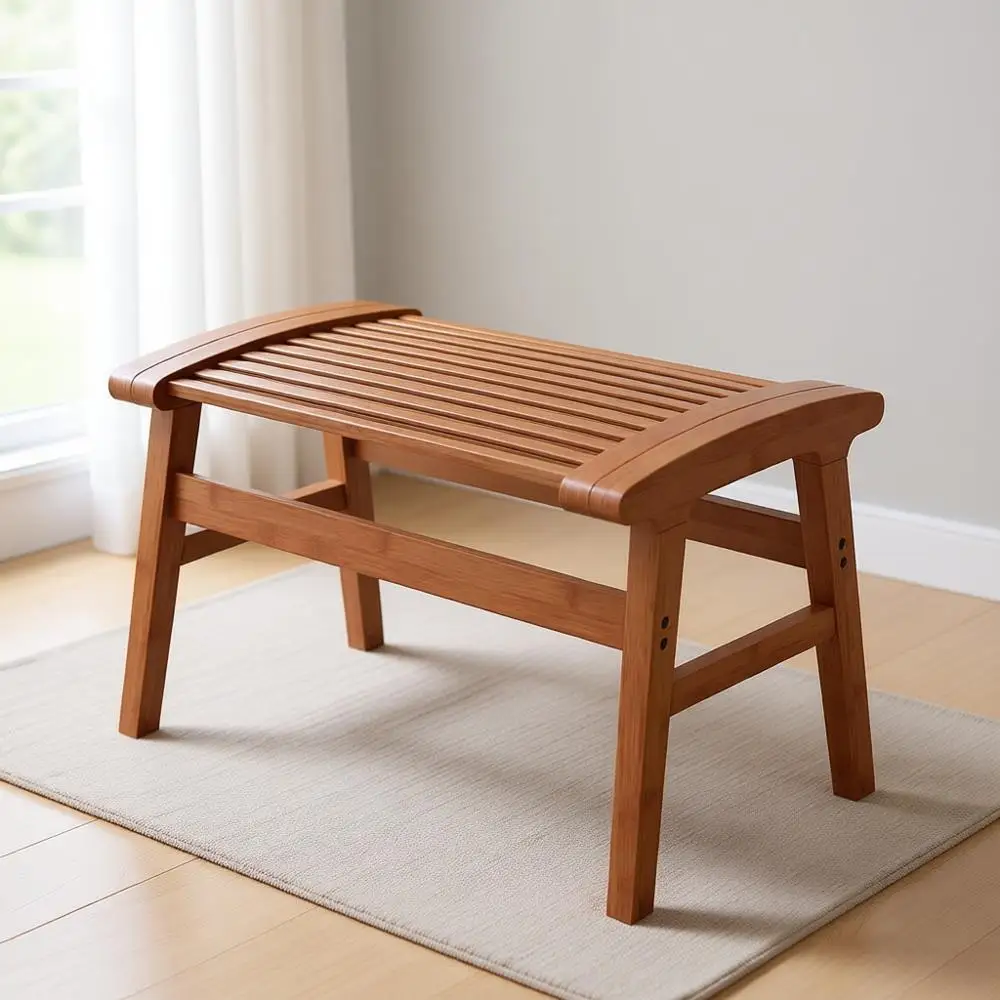 

Durable Bamboo Shower Bench with Large Seat Surface, Non-Slip for Elderly and Disabled, Supports 350 lbs, Ideal for Bathroom and
