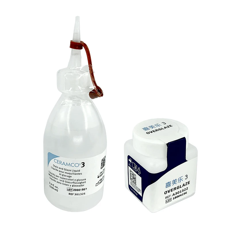 Dental Laboratory Ceramco 3 (OVERGALZE) Glaze Powder(28.4g) Glaze Liquid Model Liquid E U  (100ml)