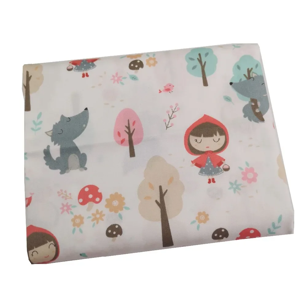 Syunss Cute Little Red Riding Hood stampa tessuto di cotone fai da te cucito a mano Patchwork biancheria da letto in tessuto trapuntato Tissus