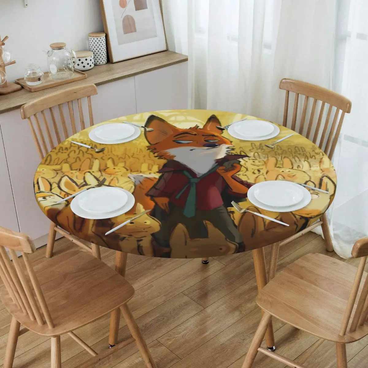 Customized Round Disney Zootopia Tablecloth Fit 40