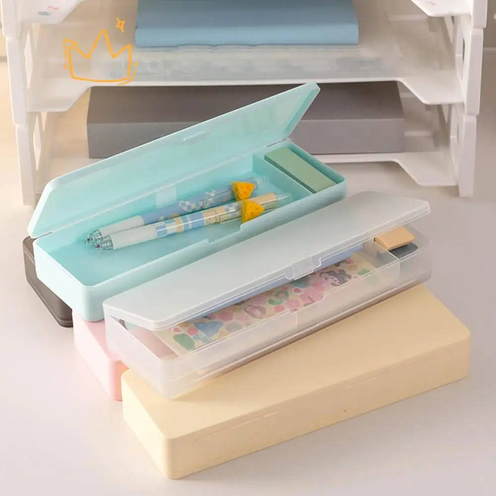 Double-layer Stationery Box Capacity Double-sided Double Layers Stationery Box Heavy Duty Plastic Multifunction Pencil for Boys