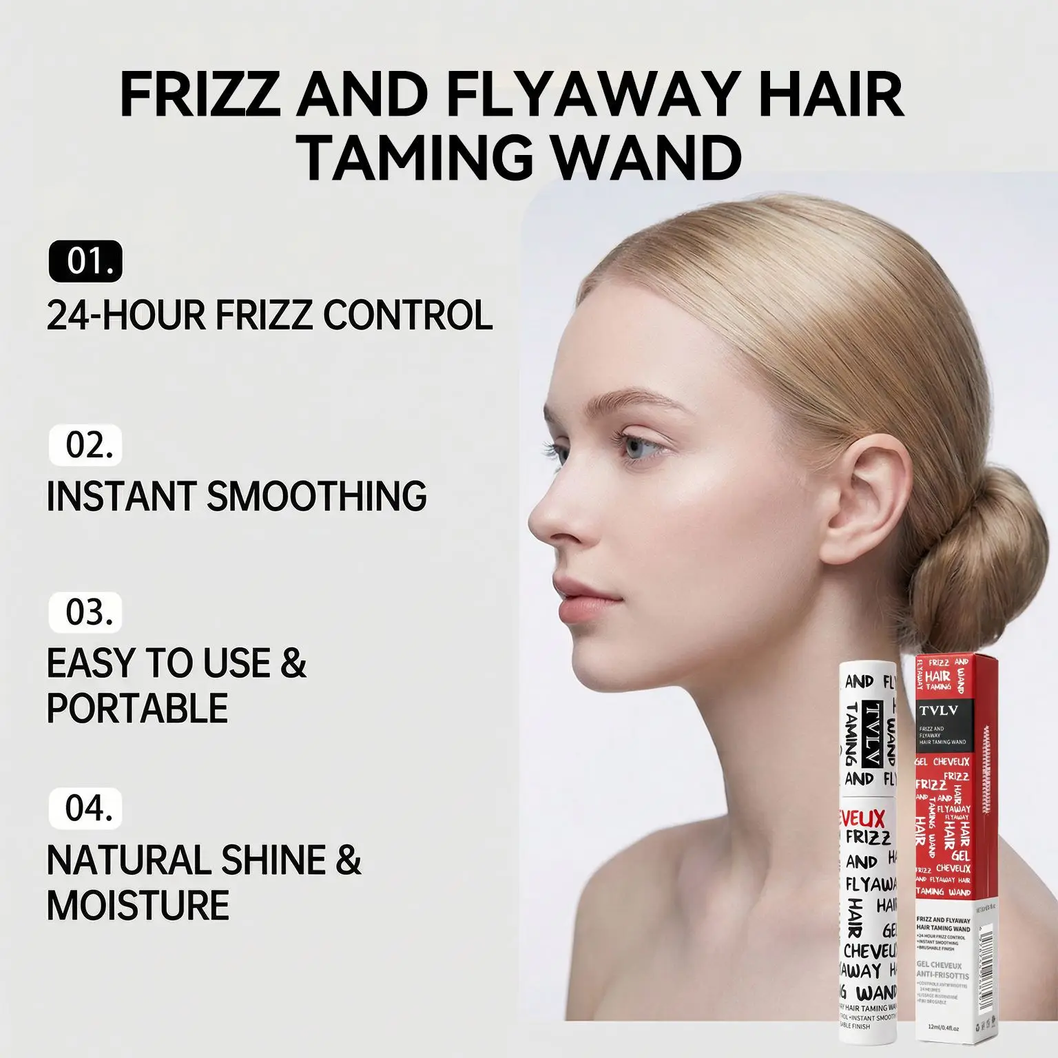 Anti Frizz Hair Finishing Stick Frizz And Flyaway Hair Taming Wand Smooth Hair Control Gel Portable Brushable  Frizz Control Hair Taming Wand