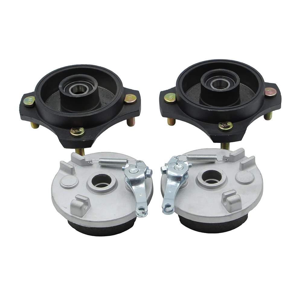Left/Right 110mm M10*4 Stud Brake Drum Wheel Hub With Pads Cover For 110cc 125cc 150cc Electric ATV Go Kart UTV Buggy Quad Bike