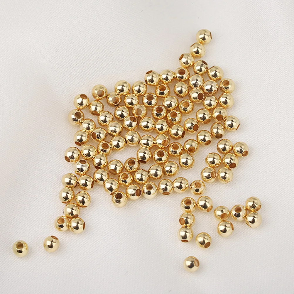 

300 Pcs Gold Plated Round Beads Copper DIY Earring Jewelry Making Bracelet Craft Supplies Lightweight Bright Color
