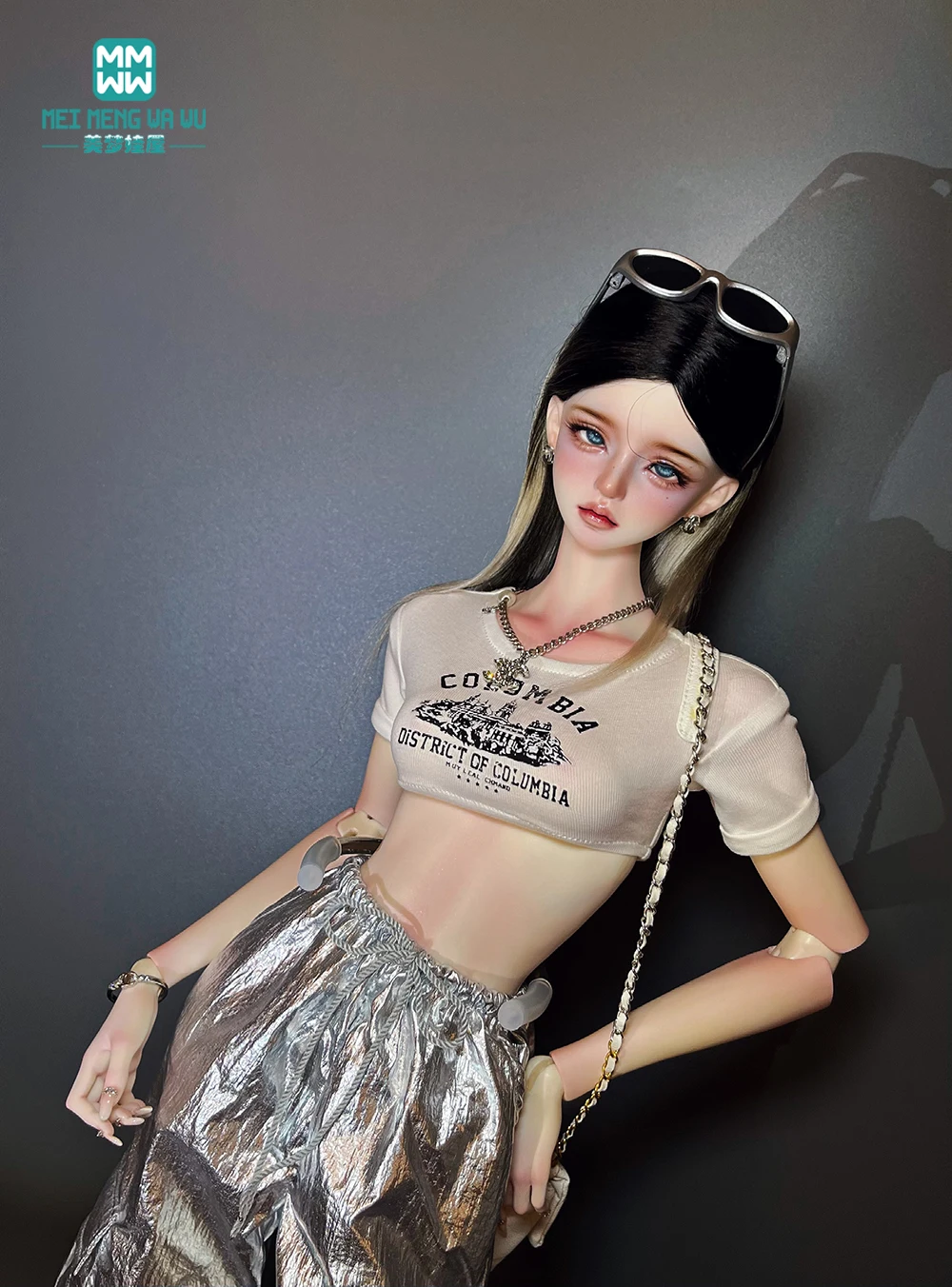 Passend für 43-60cm 1/3 1/4 SD DD BJD Puppenkleidung Modische Arbeitshose Kurzes T-Shirt Mädchen Geschenk – Detail 8