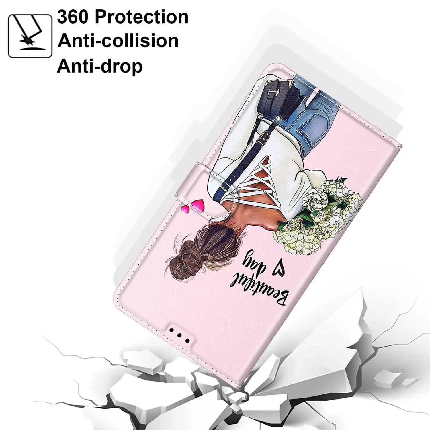 Etui Flip Leather Phone Case For OPPO A53 A53S A54 A74 A94 A36 A76 A96 A57 A77 Fasion Girl Wallet Card Holder Stand Book Cover