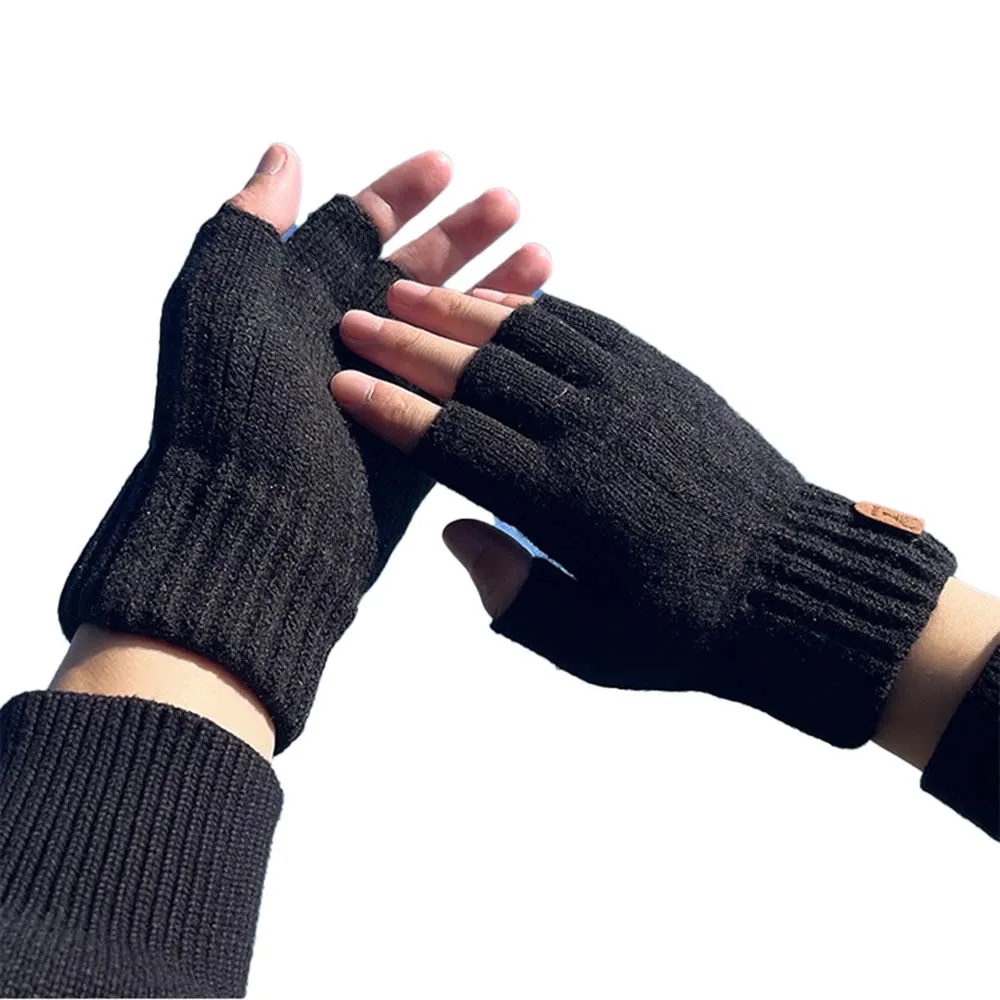 

Хит продаж: модные термоперчатки, вязаные теплые зимние полупальцевые варежки для мужчин и женщин, для активного отдыха