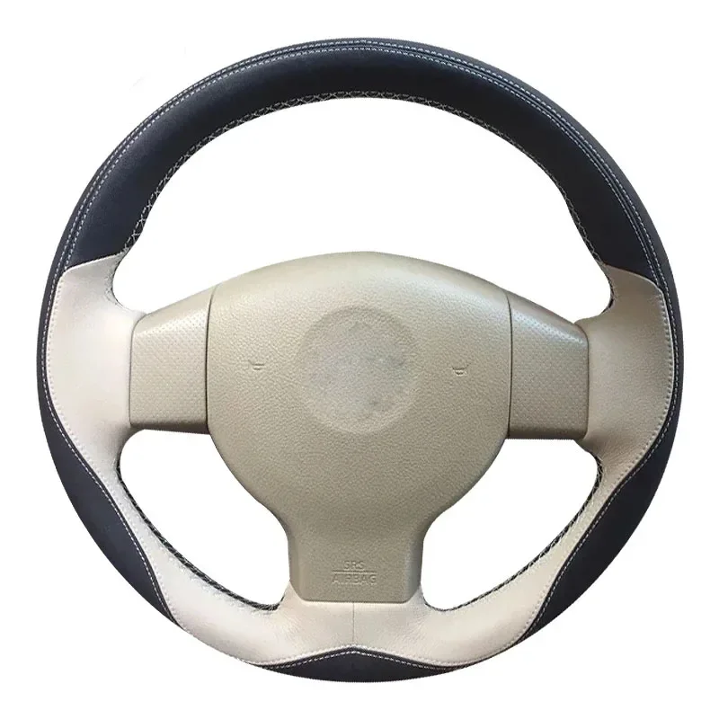 Hand-stitched black white Genuine Leather Car Steering Wheel For Nissan Tiida 2004-2010 Sylphy 2006-2011 Versa 2007-2011