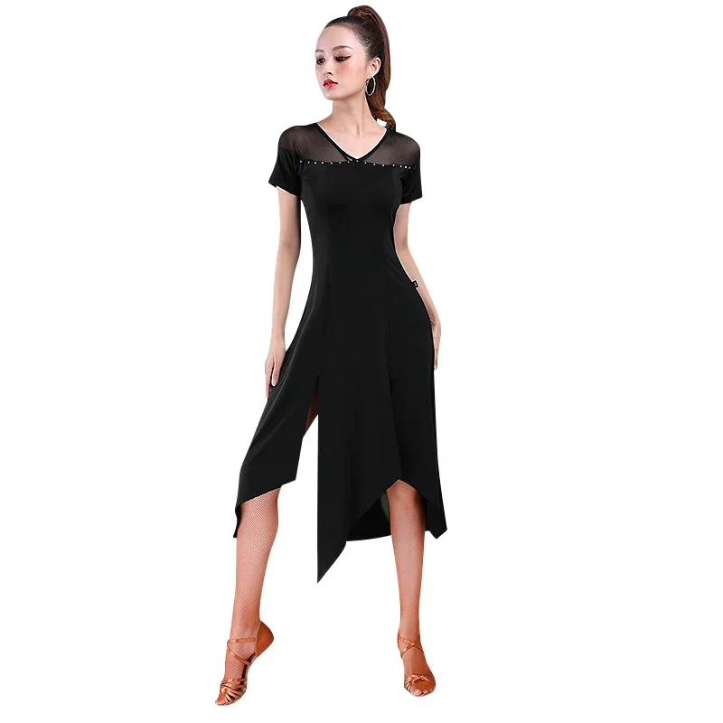 Sexy Line Dance Clothing Women Black Skirts Stage Costume Modern Dance Dress Dancetop Long Dresses Samba Wear Clothes Skirt Use