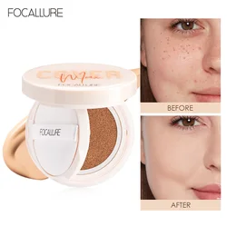 FOCALLURE BB Cushion Cream Full Coverage Oil-control Foundation Waterproof Long Lasting Flawless Finish Makeup Air Cushion