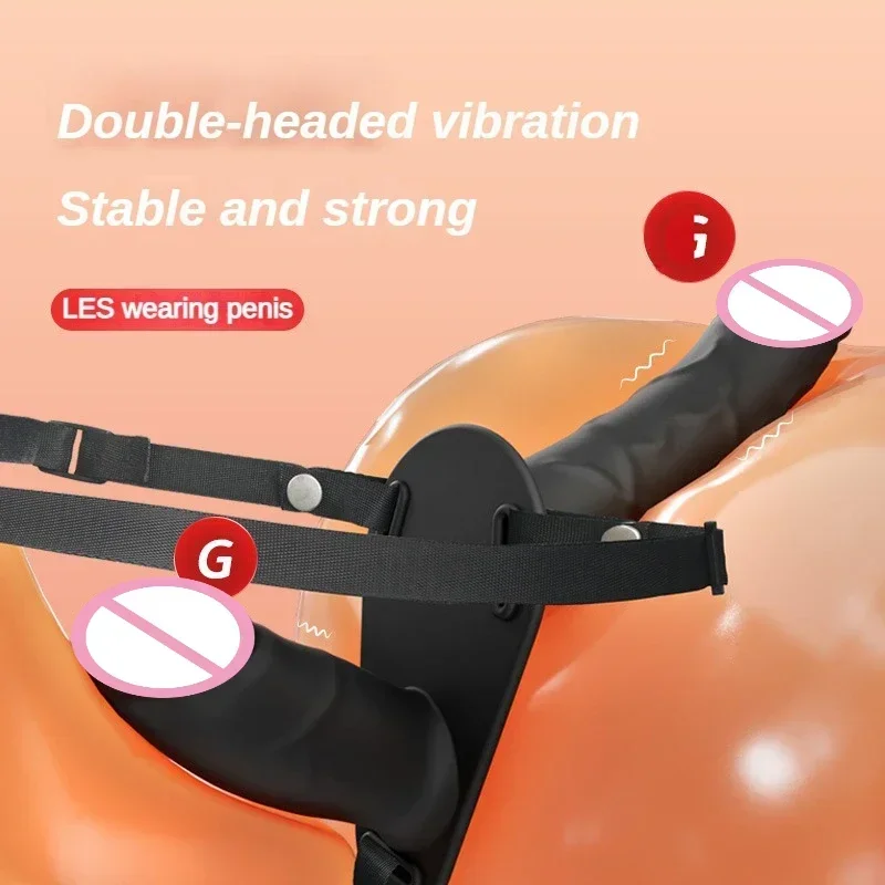 Double Head Artificial Penis Wearable Electric Strapon Vibrator For Lesbian Vibrating Sex Toys Strap On Belt Dildos For Girl