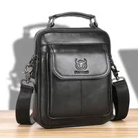 BULLCAPTAIN New Genuine Leather Men Vintage Handbags Flap Men's Shoulder Bag Casual Office Messenger Bags Fashion Crossbody