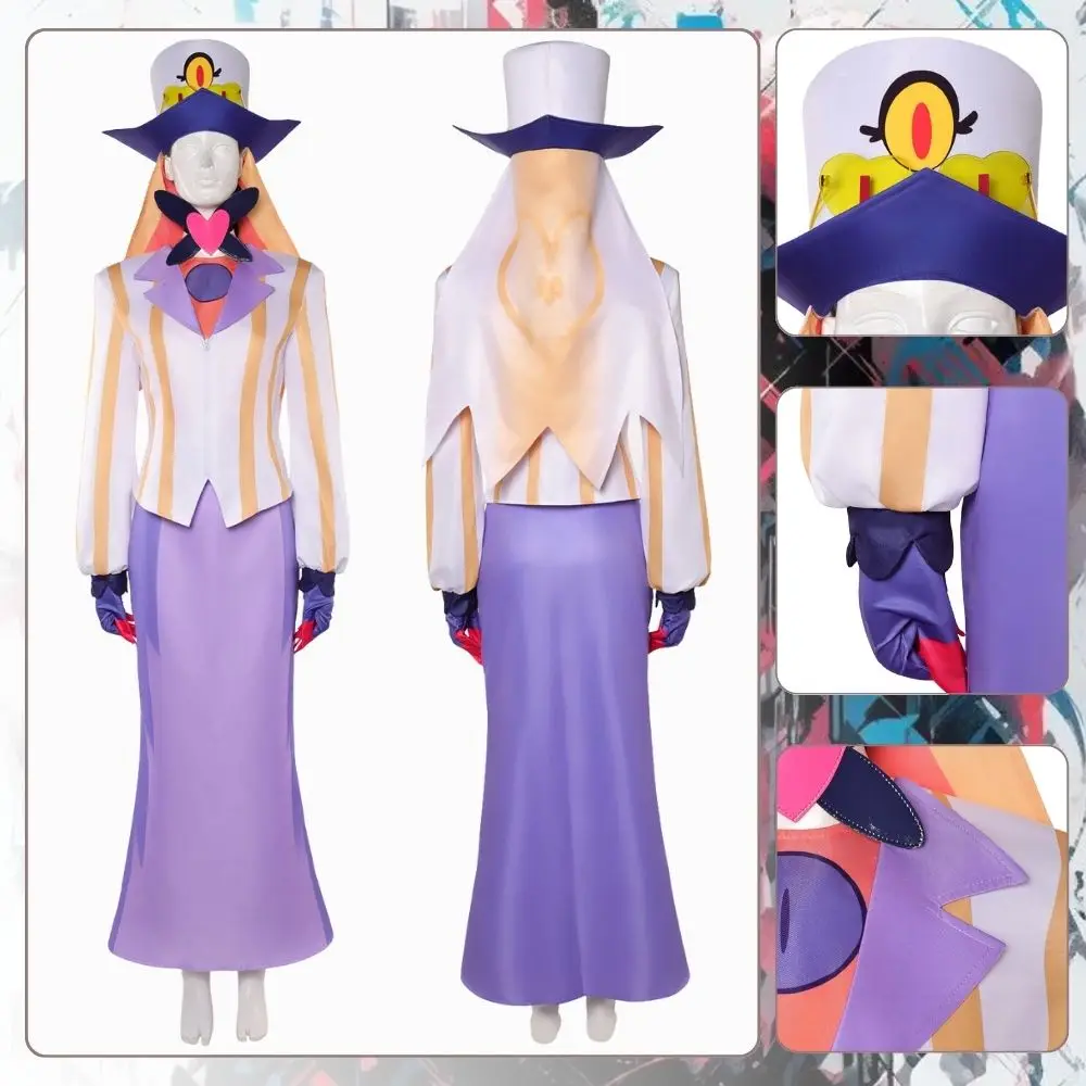 

Sir Pentious Cosplay Cartoon Hotel Costume Disguise for Adult Women Dress Hat Glasses Roleplay Outfits Halloween Carnival Suit