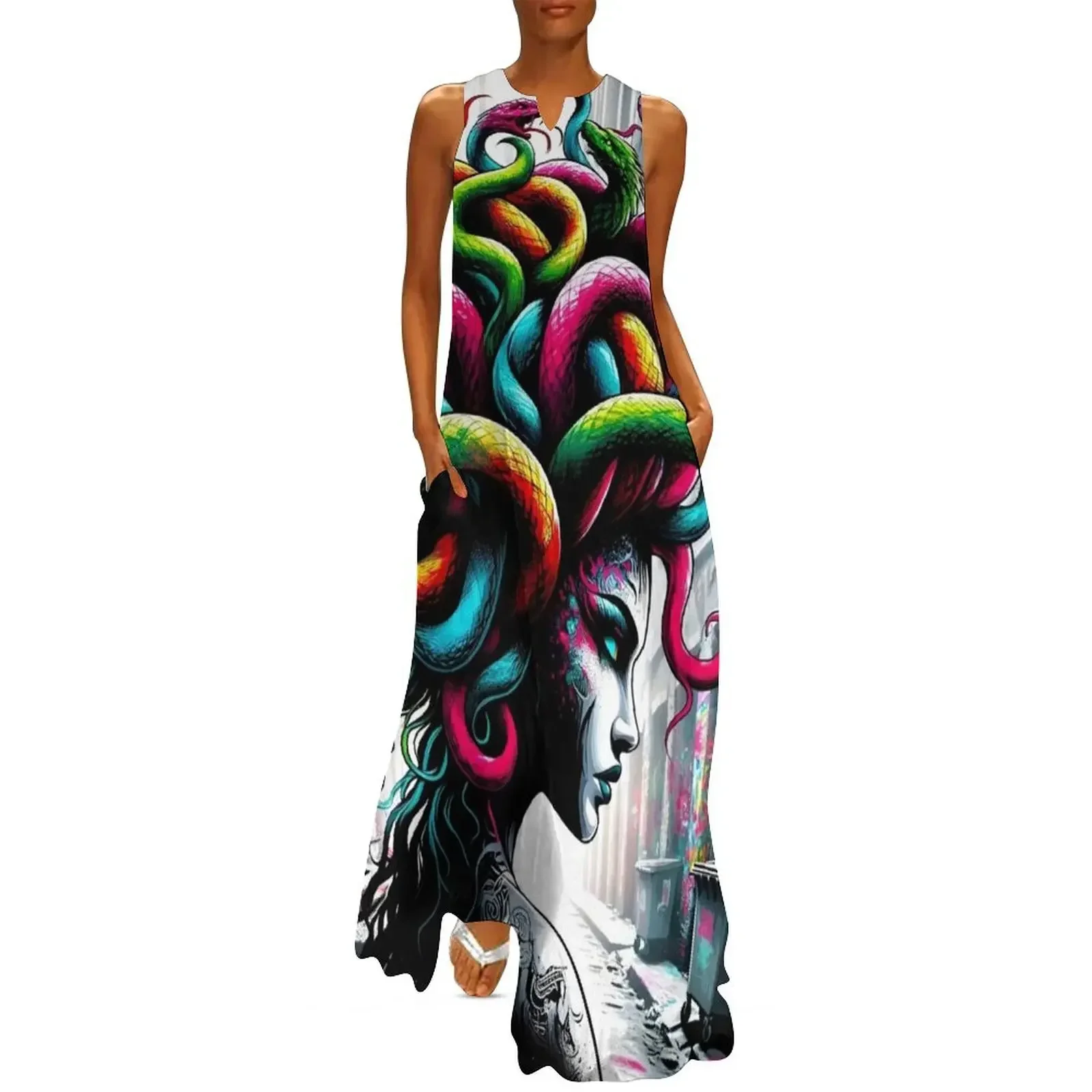 

Street Art Punk Medusa Long Dress dress women summer women's luxury party dress luxury woman party womens clothing