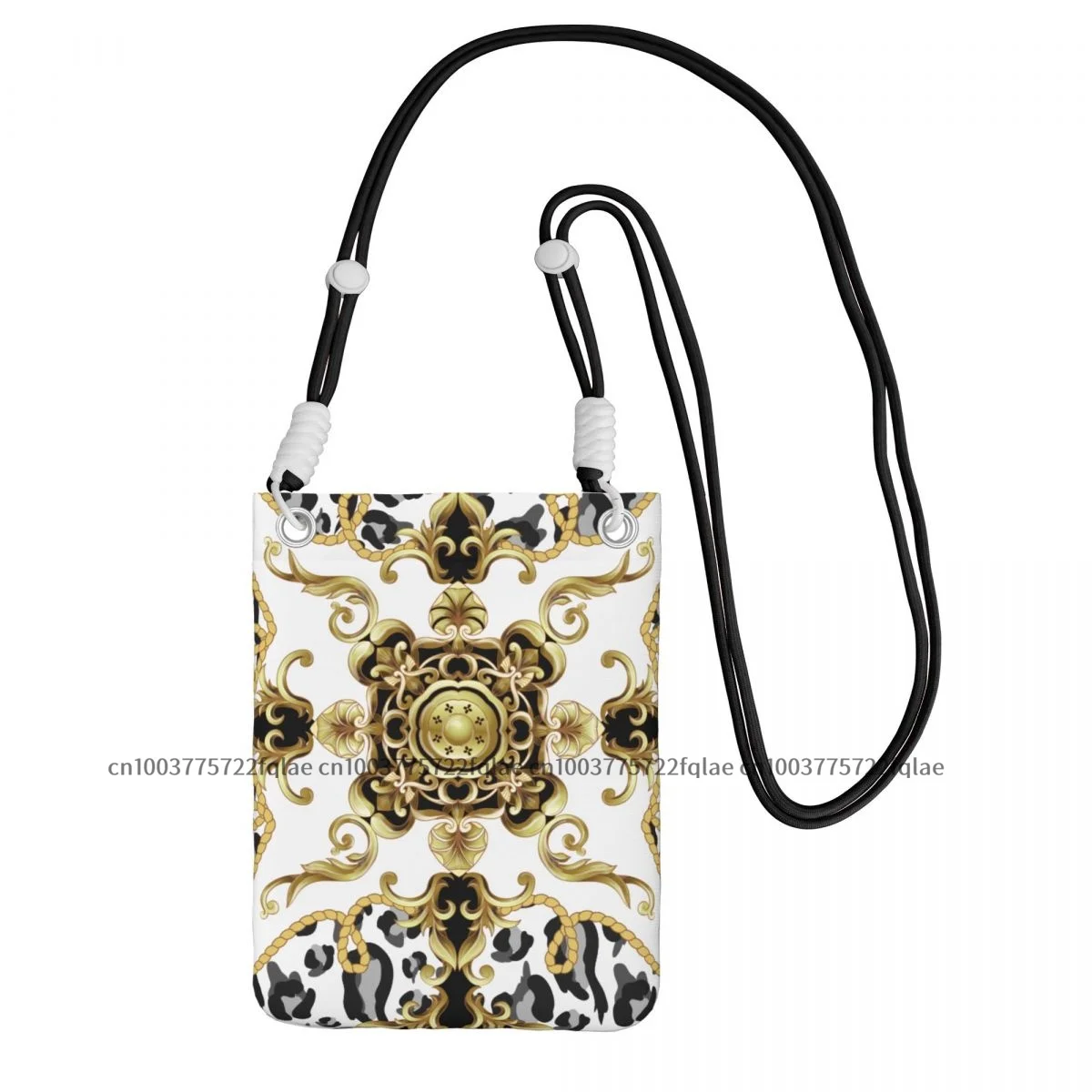 

Phone Bag Leopard Skin And Golden Baroque Bag Women's Crossbody Bag with Long Shoulder Strap and Credit Card Slot