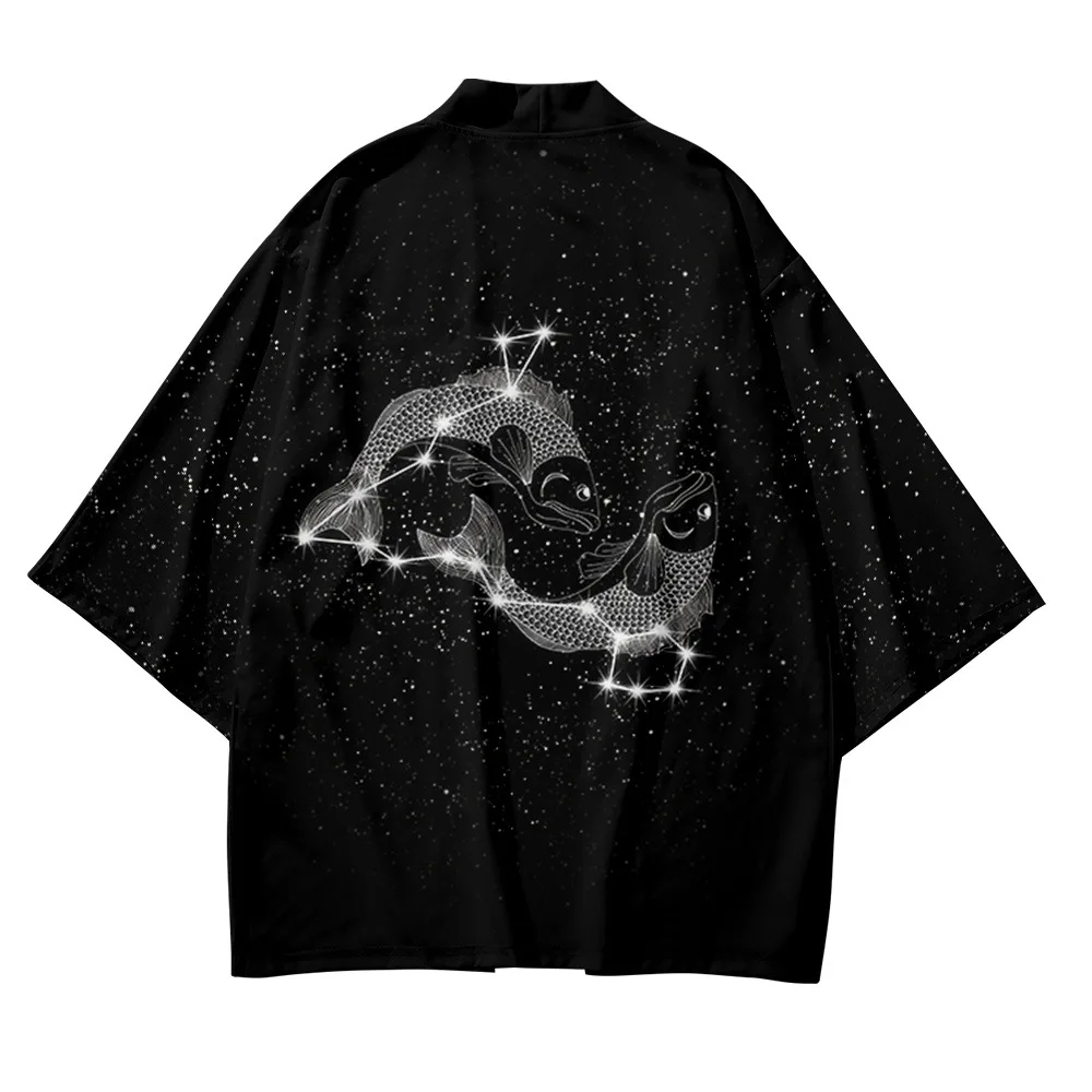 Traditional Samurai Kimono Men Constellation Pattern Cosplay Haori Female Women Cardigan Yukata Shirt Summer Robe