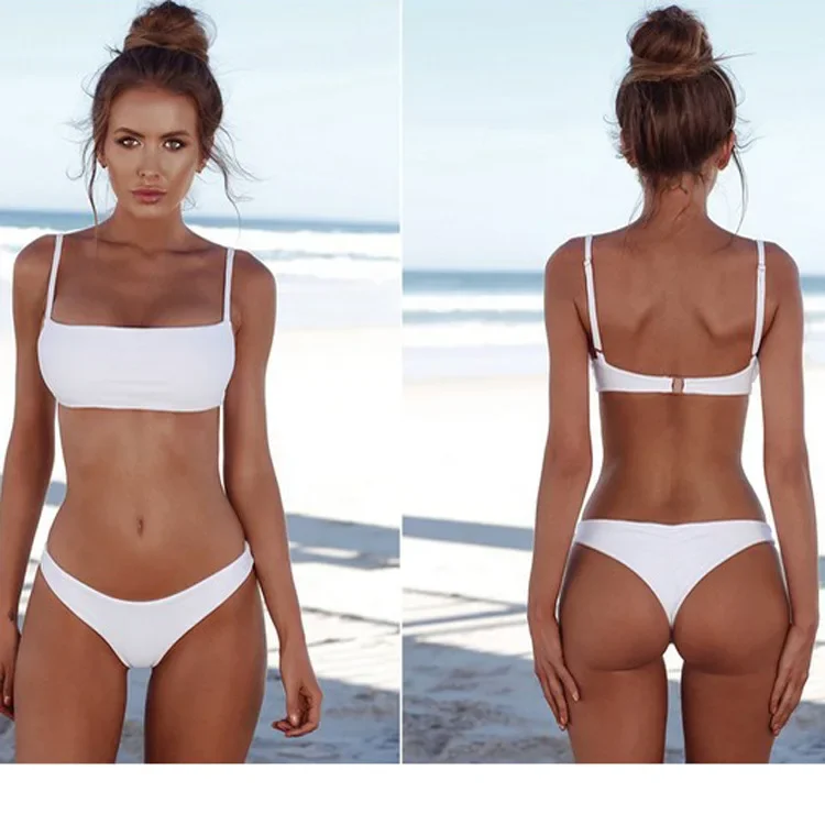 2023 neue sexy Liegestütze keine gepolsterten brasilia nischen Bikini-Sets Damen Retro-Bade bekleidung Bade bekleidung Strand-Sets Bikini-Bade bekleidung gerade