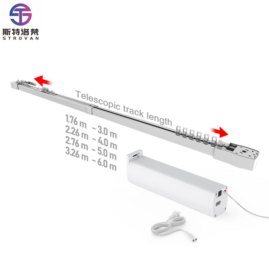 

STLF Smart Home Custom Motorized Curtains Telescopic Track Remote Control Automatic Curtain Opener Electric Curtain Track