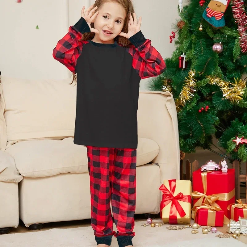 2024 New Year Clothes Christmas Matching Outfits Mother Father Kids Pajamas Set DIY Plaid Clothing Sets Xmas Family Look Pyjamas