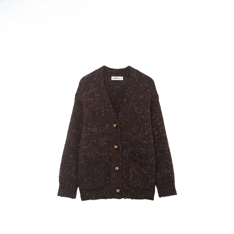 

Модная свободная верхняя одежда, простой осенний Новое поступление, женский вязаный кардиган из полиэфирного волокна, дизайн с открытой передней частью