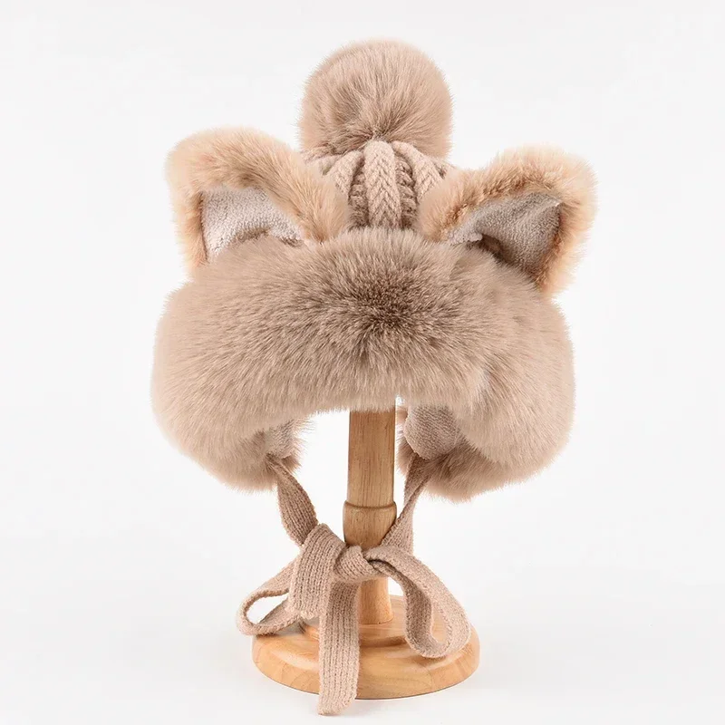 Koreanische Version von Nette Fuchs Katze Ohr Plüsch Ohr Schutz Hut Weibliche Herbst und Winter Samt Verdickt Radfahren Warme Lei Feng Hut – Detail 19