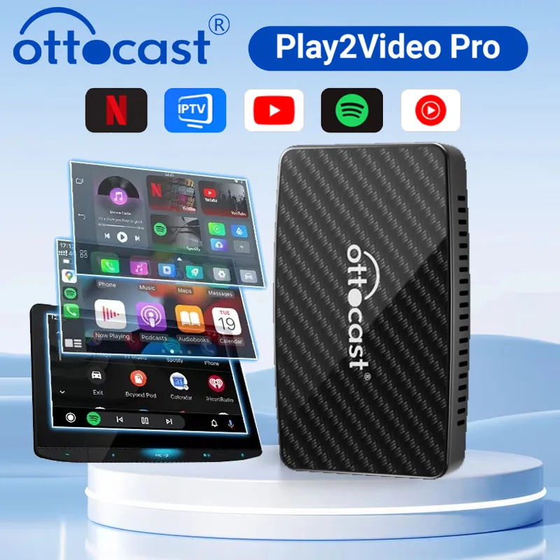 OTTOCAST Play2Video Pro Smart Ai Box Wireless CarPlay Android Auto Adapter For Youtube/Netflix/Spotify/IPTV car Smart systems 